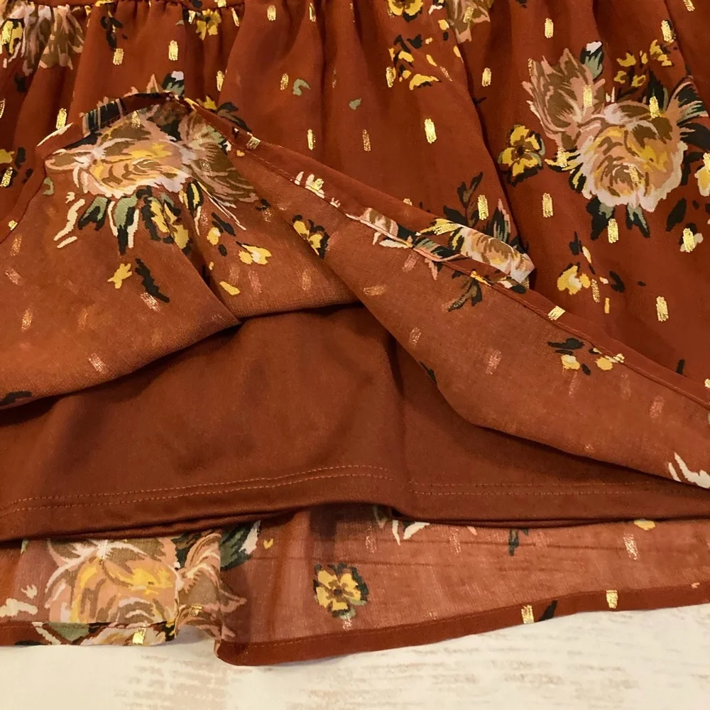 Luxology Rust Floral Baby Doll Dress S_9
